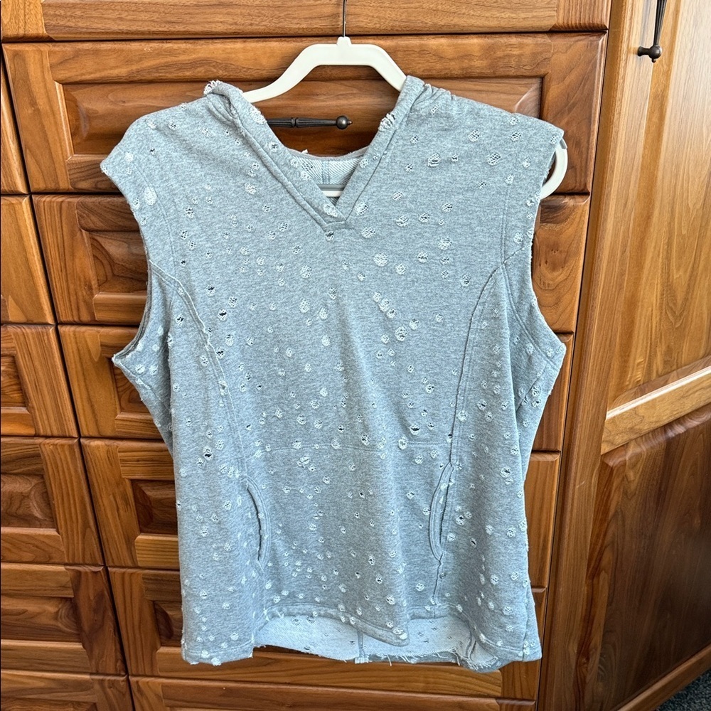 Neon Buddha Gray Distressed Sleeveless Hoodie